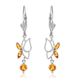 14K. SOLID GOLD BUTTERFLY EARRING WITH CITRINES (White Gold)